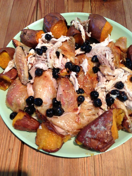 Chicken, sweet potato and olives