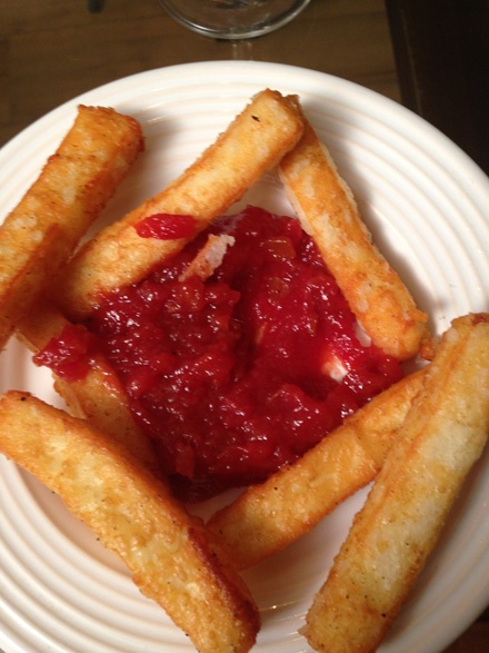 Fried cheese and guava jam