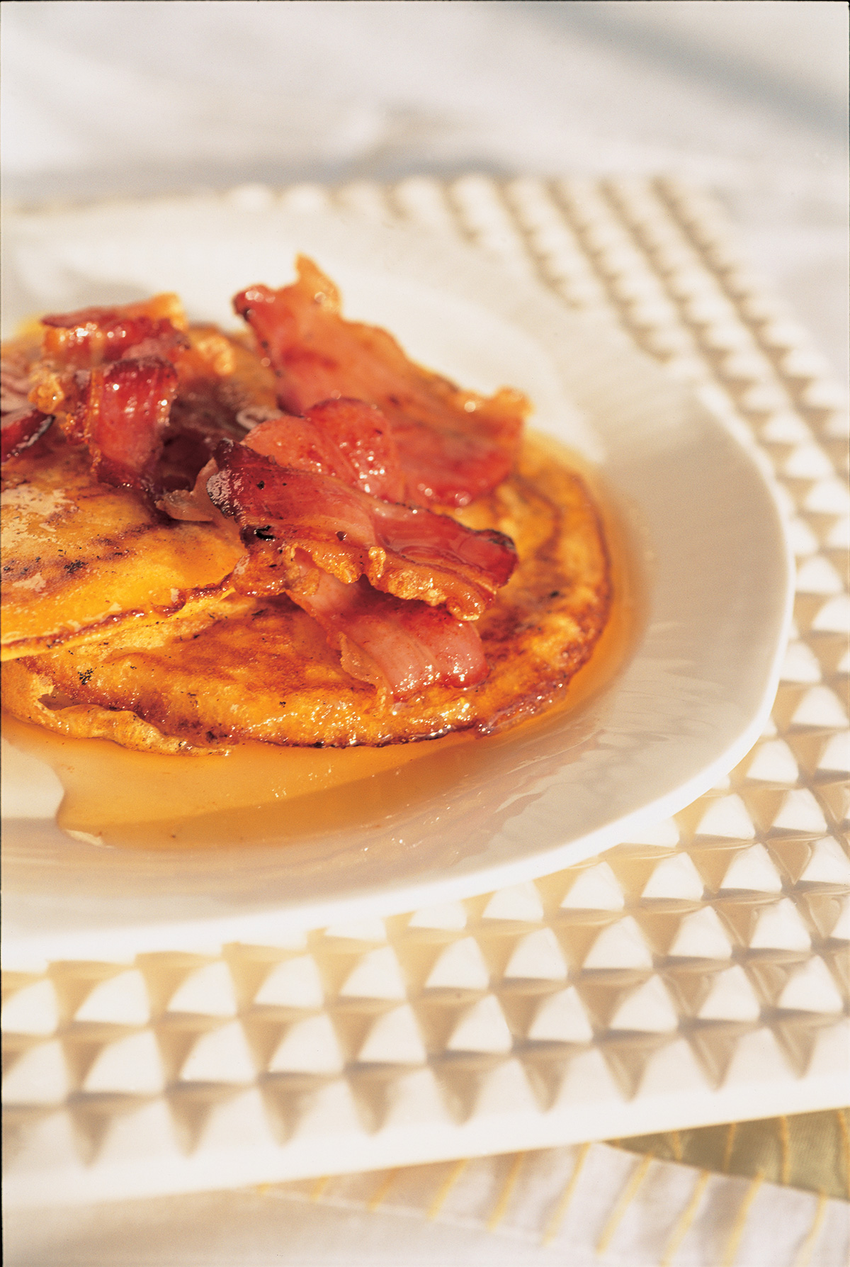 American Pancakes With Wafer Bacon and Maple Syrup Nigella's Recipes