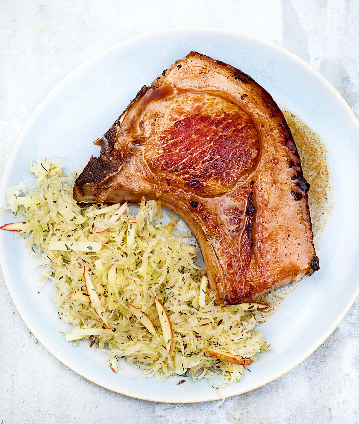 Apple Pork Chops with Sauerkraut Slaw | Nigella's Recipes | Nigella Lawson