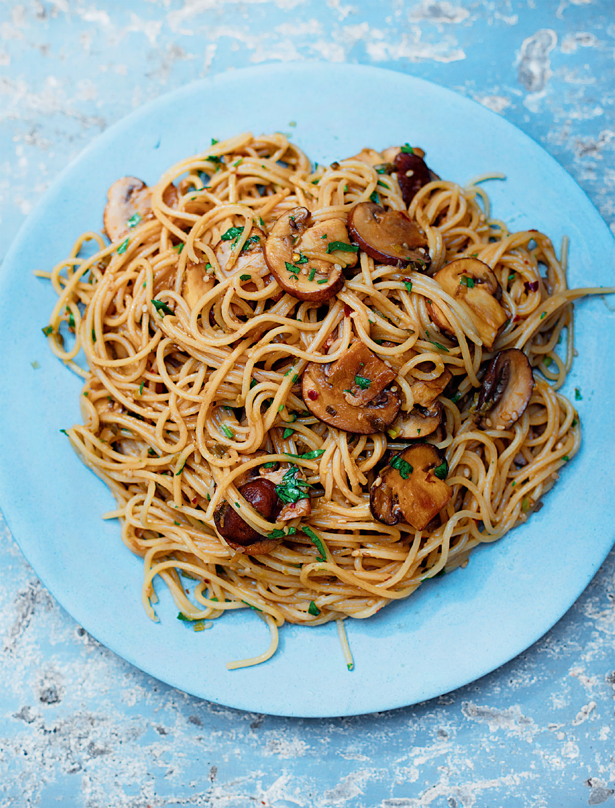Spelt Spaghetti with Spicy Sesame Mushrooms | Nigella's Recipes | Nigella Lawson
