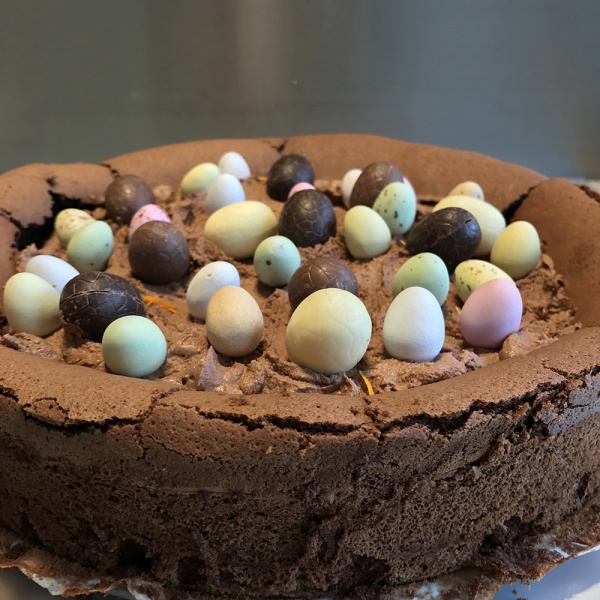 Easter egg nest cake with clementine and grandmarnier