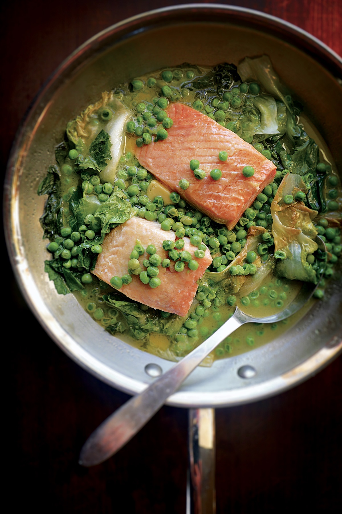 Image of Christopher Hirsheimer and Melissa Hamilton's Braised Salmon with Escarole and Peas