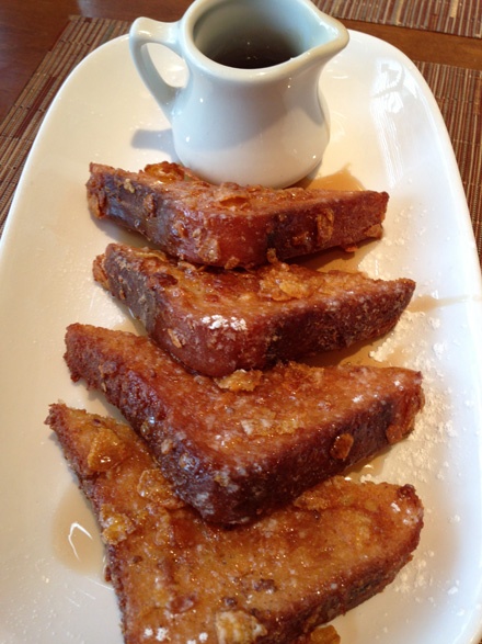 Cornflake-crusted french toast with maple syrup