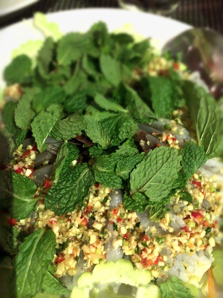 Raw Prawns with Chilli and Mint