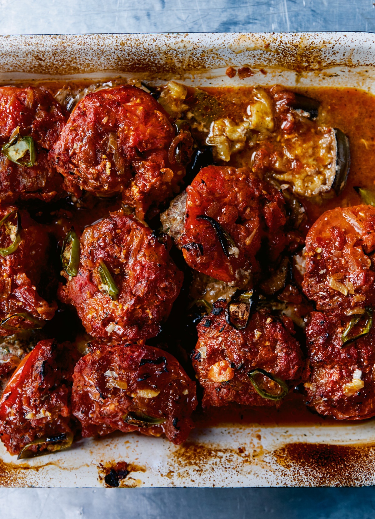 Image of Sami Tamimi and Tara Wigley's Baked Kofta with Aubergine and Tomato