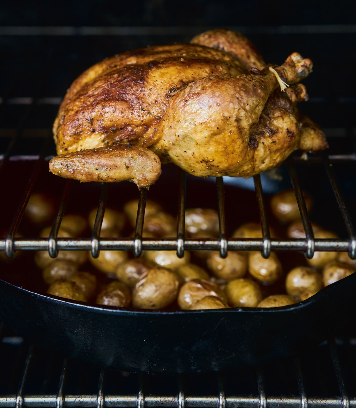 Image of Carla Lalli Music's Rack-Roasted Chicken with Gravy Potatoes