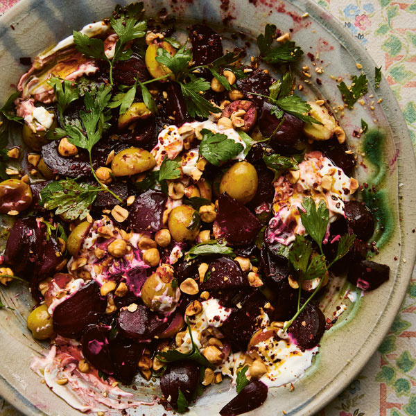 Image of Ozlem Warren's Beetroot with Olives, Toasted Hazelnuts and Pul Biber OIl