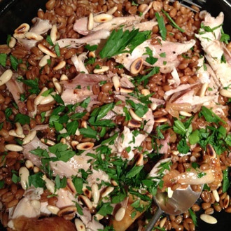 Chicken On Spelt With Parsley And Toasted Pinenuts