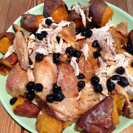 Chicken, sweet potato and olives