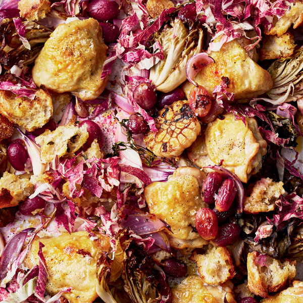 Image of Alice Zaslavsky's Chicken, Grape and Radicchio Tray Bake