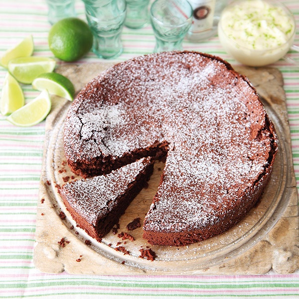 Flourless Chocolate Lime Cake With Margarita Cream