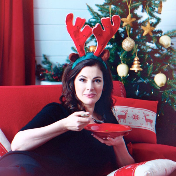 Portrait of Nigella with reindeer antlers