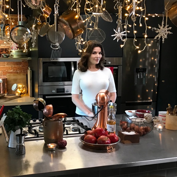 Portrait of Nigella in Christmas kitchen