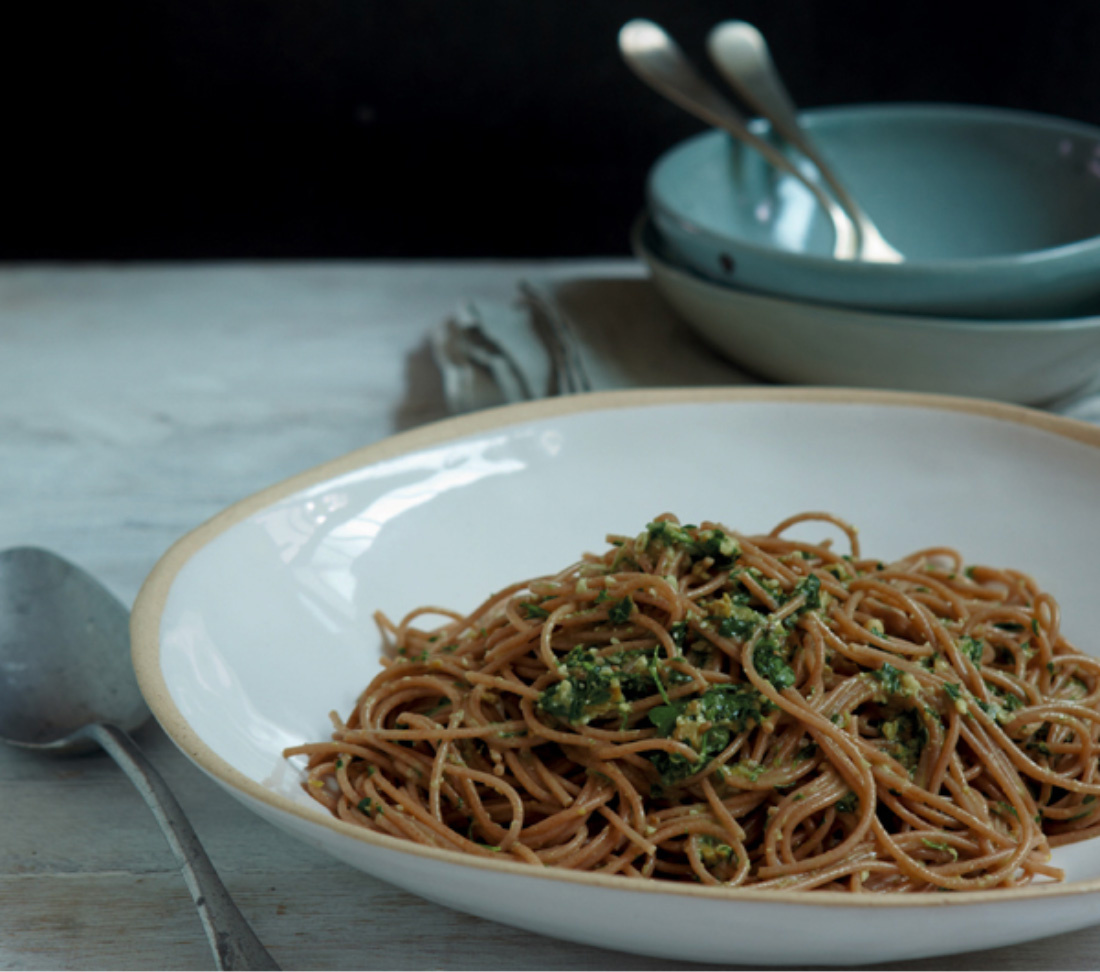 Image of Nigella's Spelt Spaghetti with Olives and Anchovies