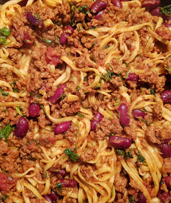 Bengali Bolognese (w/ lamb mince or Quorn mince)