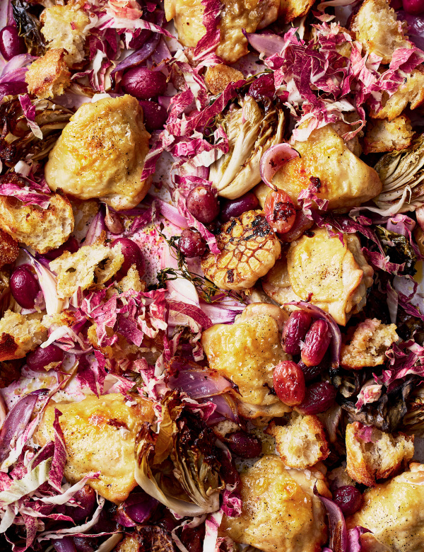 Image of Alice Zaslavsky's Chicken, Grape and Radicchio Tray Bake
