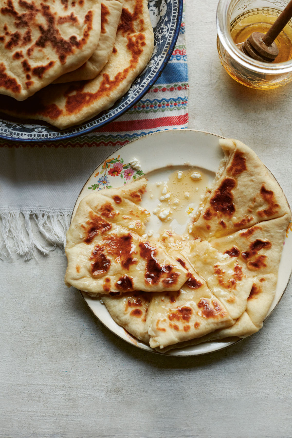 Image of Irina Georgescu's Transylvanian Griddle Breads with Cheese and Honey