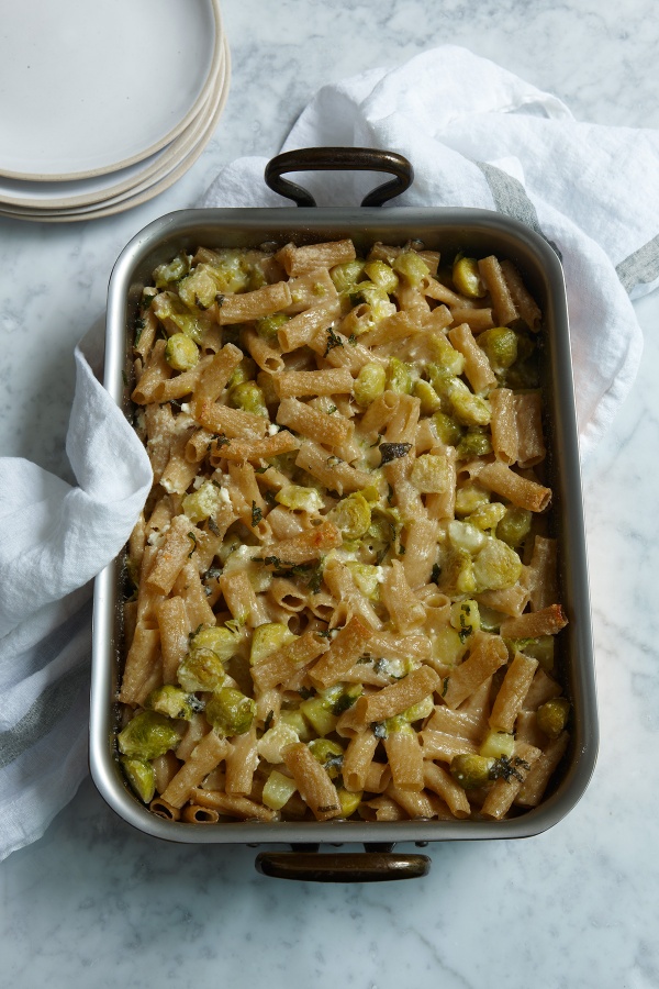 Pasta with Brussels Sprouts Cheese and Potato | 23 Quick & Easy Vegetarian Christmas Dinner Recipes