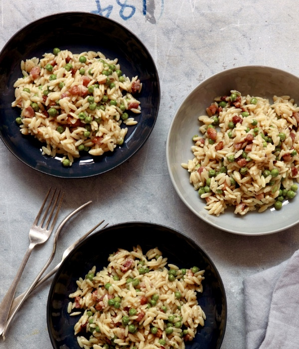 Image of Nigella's Pasta Risotto with Peas and Pancetta