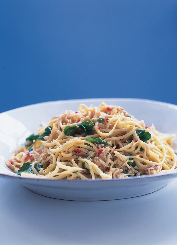 Linguine With Chilli, Crab and Watercress