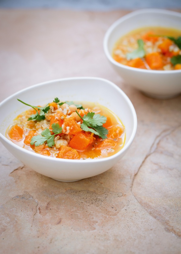 Butternut and Chick Pea Soup with Bulgur Wheat 