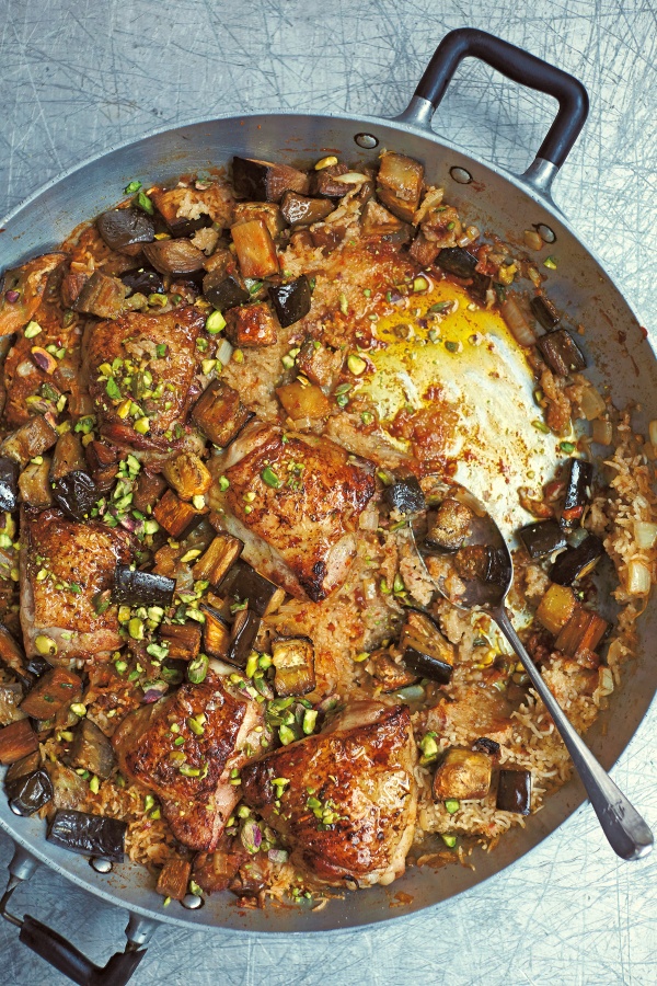 Image of Diana Henry's Moroccan-Spiced Chicken with Dates and Aubergines