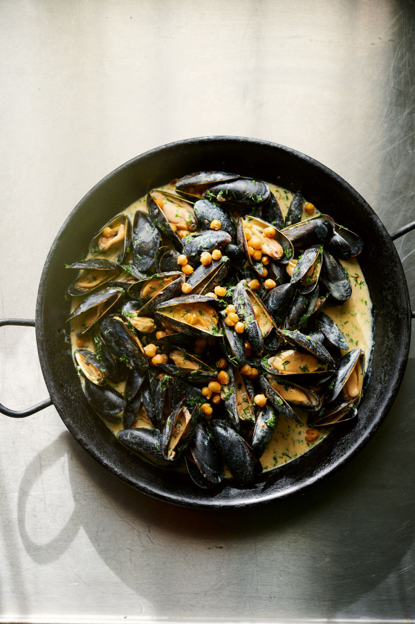 Image of Sam and Sam Clark's Mussels with Yogurt, Dill and Chickpeas