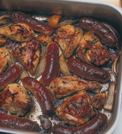 One Pan Sage and Onion Chicken and Sausage