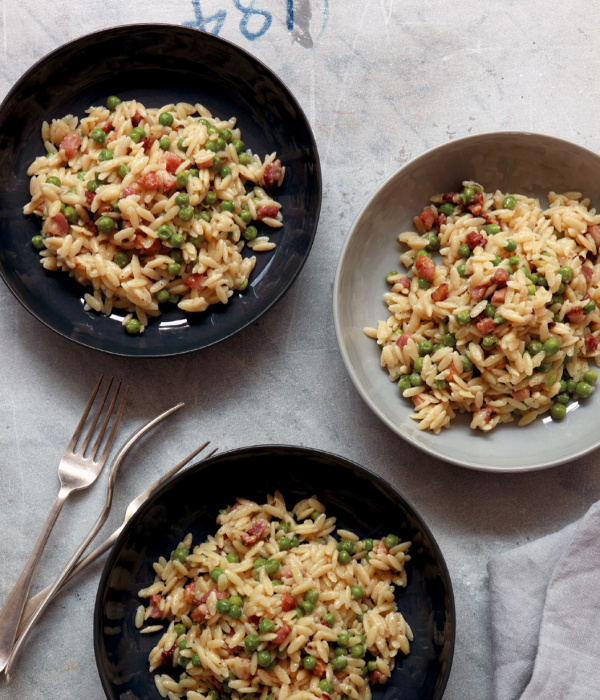 Image of Nigella's Pasta Risotto with Peas and Pancetta