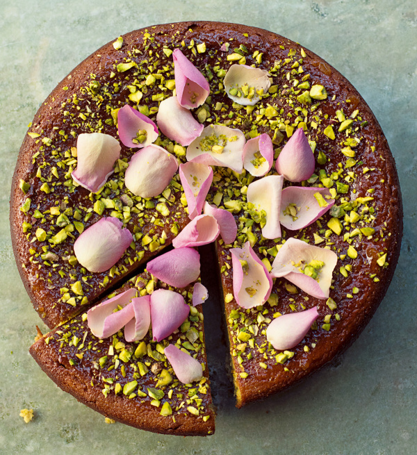 Image of Nigella's Pear, Pistachio and Rose Cake