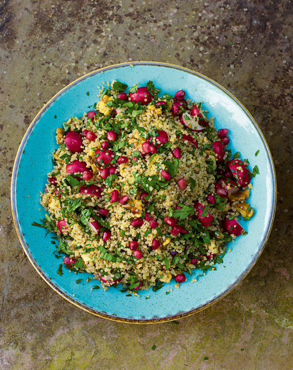 Image of Nigella's Quinoa Salad with Walnuts, Radishes and Pomegranate Seeds