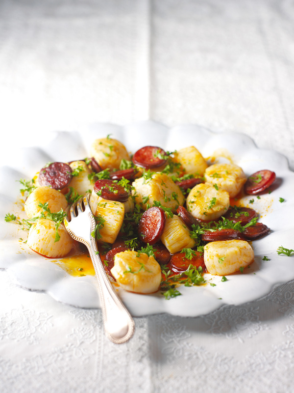 Scallops and Chorizo