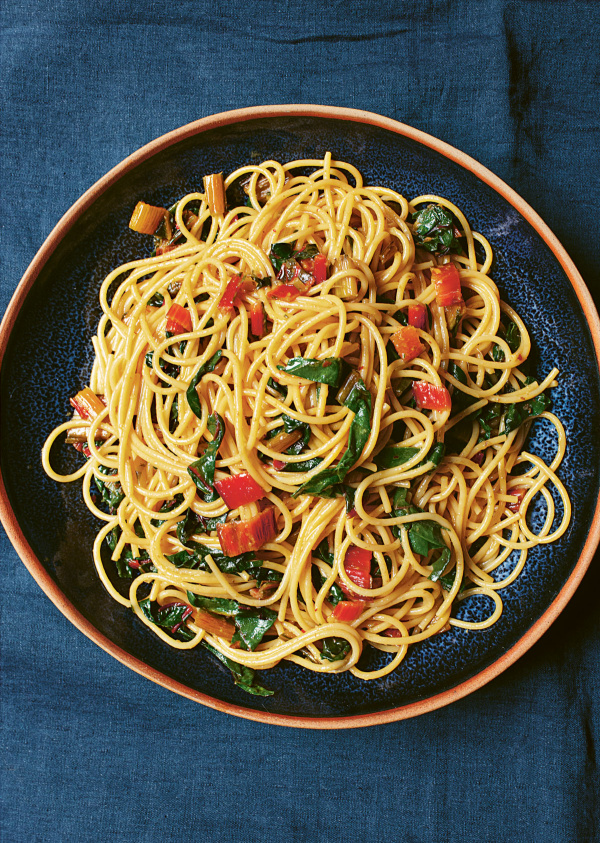 Image of Nigella's Spaghetti with Chard, Chilli and Anchovies
