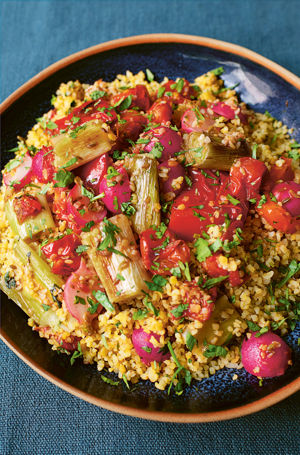 Image of Nigella's Spiced Bulgur Wheat with Roast Vegetables