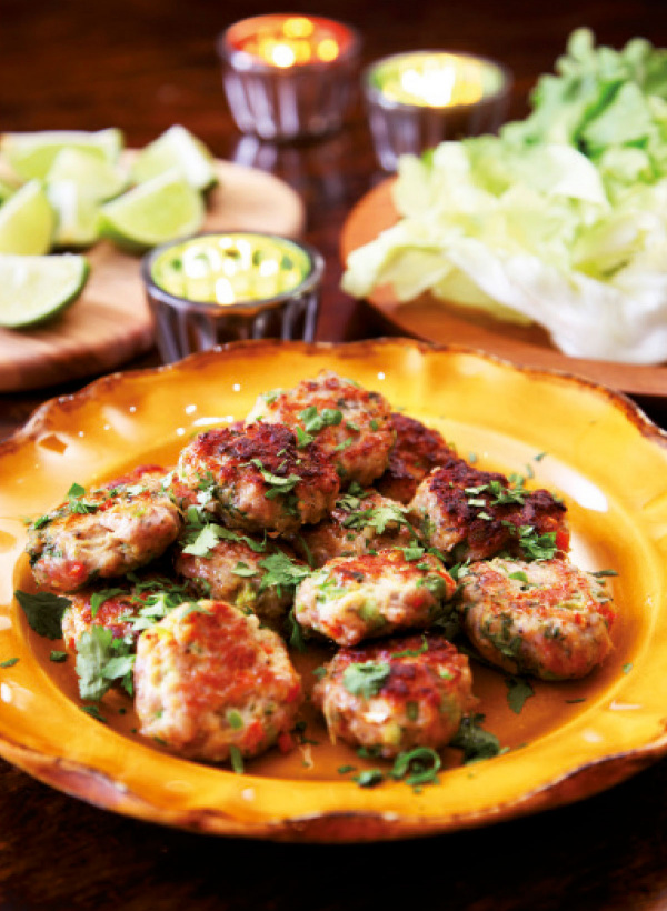 Image of Nigella's Spicy Sausage Patties with Lettuce Wraps