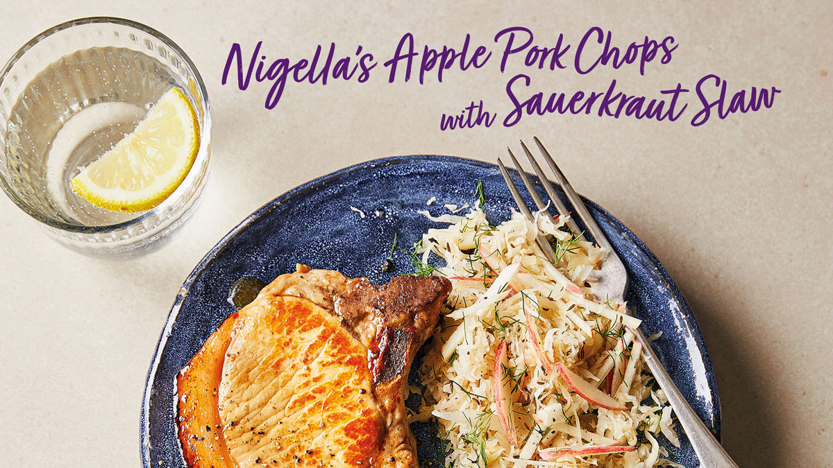 Nigella's Apple Pork Chops With Sauerkraut Slaw | Ocado